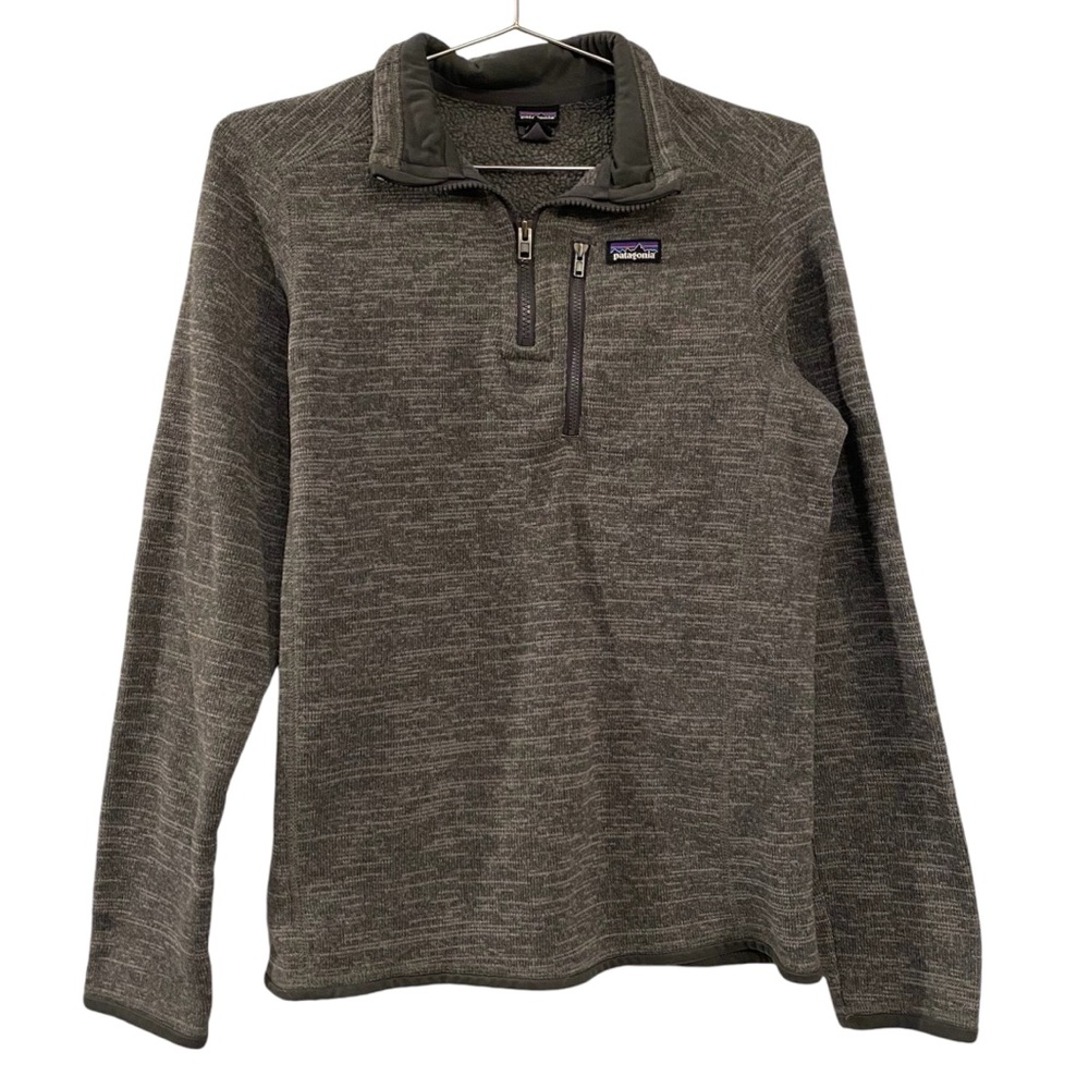 Junior's Patagonia Light Gray Quarter Zip Full Sleeve Fleece Pullover Sweater